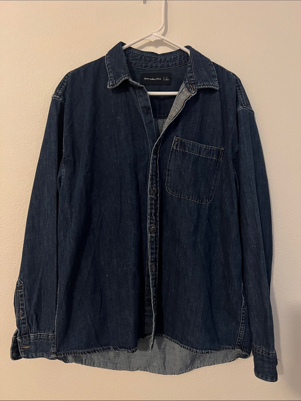 Abercrombie & Fitch Men's Dark Blue Denim Shirt